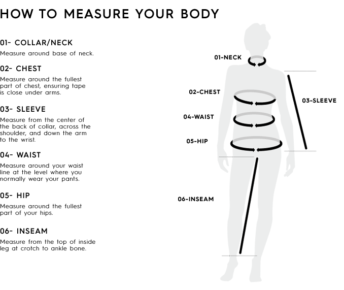 Long Sleeve Measurement Chart